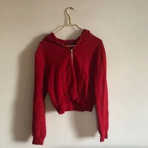 Brandy Melville red cropped zip-up jacket
